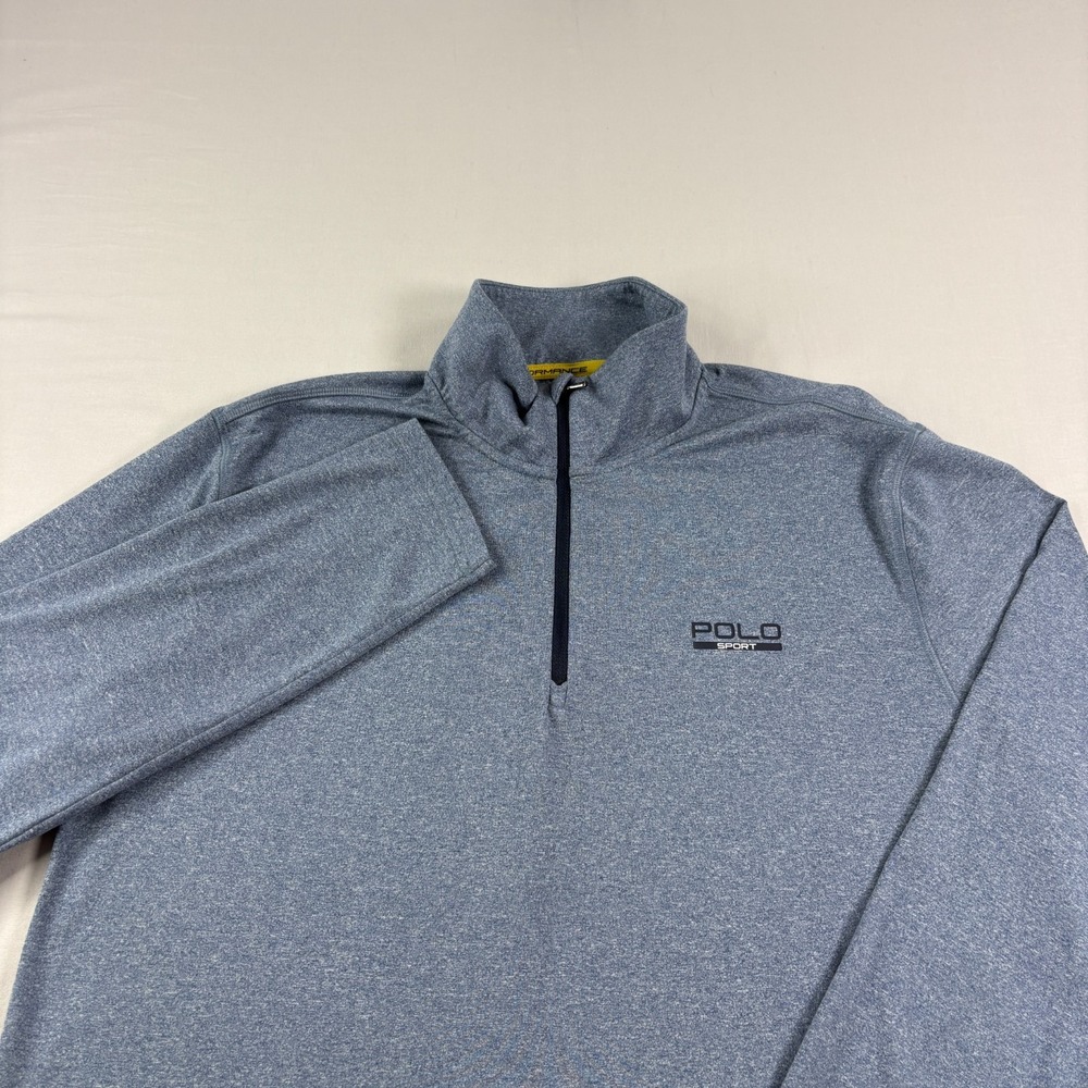 Polo Ralph Lauren Sweatshirt Men Medium Blue Sport 1/4 Zip Golf Pullover Stretch - Picture 5 of 12